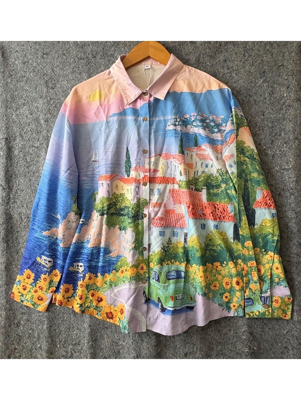 XXL NWT Mediterranean Sunflower Coastal Shirt Amalfi Village Button Up